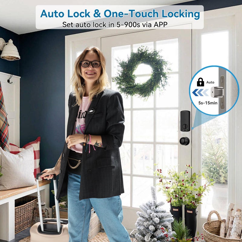 Harfo Fingerprint Smart Door Locks for Front Door with Handle Set  App Control  Keyless Entry Door Lock Keypad Deadbolt  Bluetooth Digital Electronic Touchscreen  Easy Install  Auto Lock  Black - Image 5